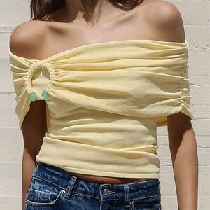 ZARA OFF-THE-SHOULDER BASIC KNIT TOP SZ XS